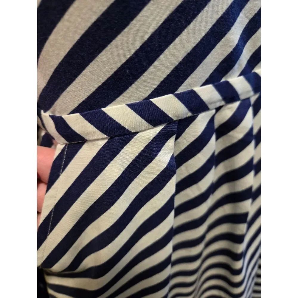 EC J.CREW NAVY BLUE & WHITE STRIPED DRESS W/POCKETS SZ.6 - Picture 5 of 6